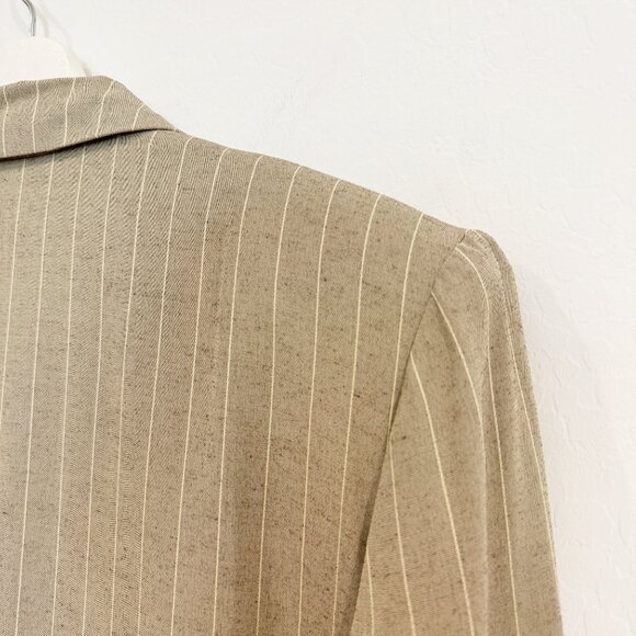 Vintage Pinstripe Double Breasted Oversized Blazer in Tan Menswear Size 16 - Picture 6 of 9